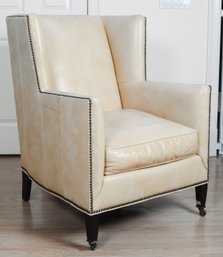 Whittemore-Sherrill Ivory Leather Wing Chair