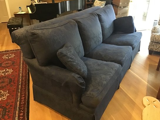 Large Ethan Allen Blue Upholstered Sofa