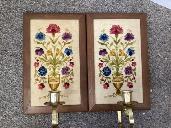 Framed Embroidered Wall Sconces