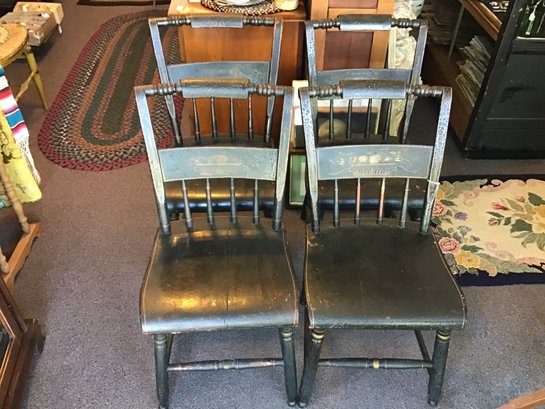 4 Antique Ebonized Fancy Side  Chairs