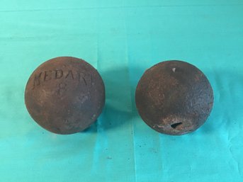 Two Antique Iron Balls