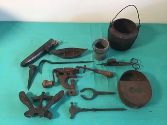 Antique Bullet Powder Press Loader And Other Metal Tools