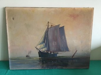 Claude L. Payzant Oil On Canvas Of A Ship Signed