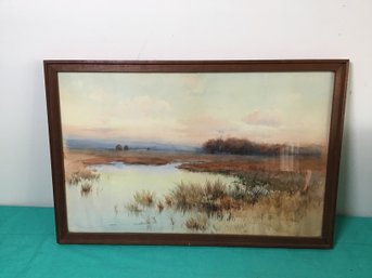 Henry Webster Rice Watercolor Of A Marsh