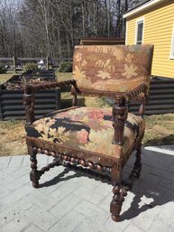 Antique English Elizabethan Style Carved Armchair