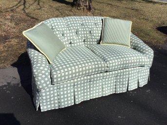 1 Of 2 Green And White Check Upholstered Loveseats