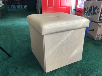 Cream Upholstered Storage Cube 14.5' X 14.5' X 14.5'