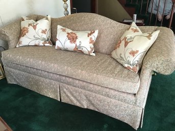 Gold Upholstered Camelback Sofa By Sherrill