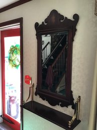 Chippendale Inlay Mirror With Wall Mounted Shelf