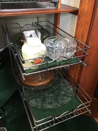 Two Drawers Of Assorted Bowls, Trays, And A Cheese Dome