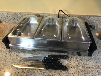 Heated Buffet Tray And Assorted Knives