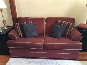 Upholstered Burgundy Sofa By Flexsteel
