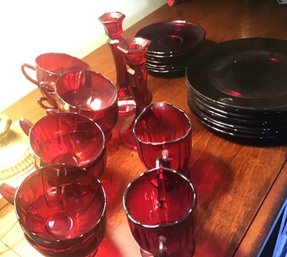 Assorted Ruby Glassware.