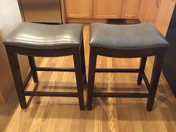 Pair Frontgate Leather Stools