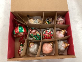 Box Lot Assorted Blown Glass Christmas Ornaments, Angels