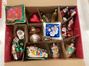 Box Lot Of Fine Handblown Glass Christmas Ornaments