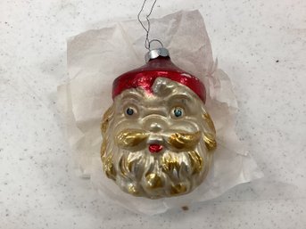 Antique Handblown Santa Head Christmas Ornament