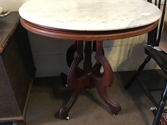 Victorian Marble Top Oval Side Table
