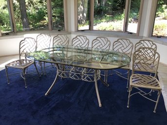 High Quality Cast Metal Bamboo Dining Table With 8 Chairs