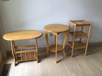 Group Of 3 Oak Side Tables