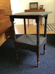 Small Antique Black Painted Single Drawer Table