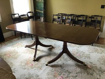 Large Regency Style Pedestal Oval Dining Table