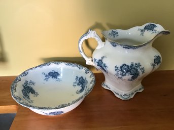 Transferware Bowl And Jug