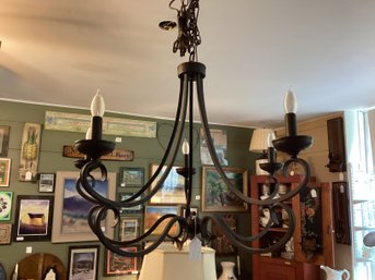 Contemporary 5 Light Wrought Iron Chandelier