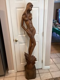 Tahitian Or Balinese Carved Nude Statue