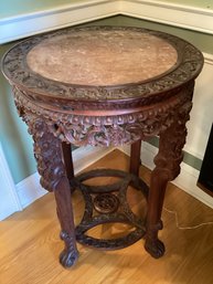 Chinese Carved Marble Inset Table