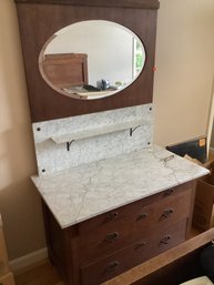 German Oak Marble Top Dresser