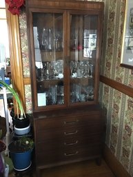 Mid Century Modern Stepback China Cabinet By Heritage