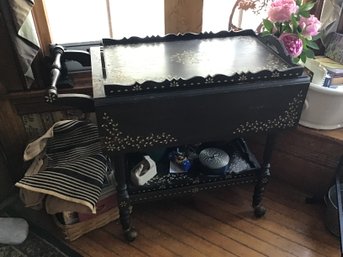 Bone Inlaid Tea Cart And Tray