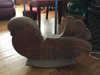 Large Wood Carved Bird Rocking Horse