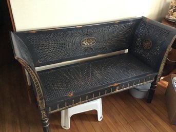 Ebonized Caned Hall Bench Settee