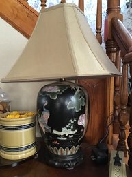 Black Enameled Chinese Porcelain Lamp