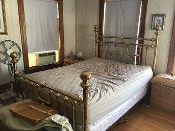 Queen Size Brass Bed And Mattress.