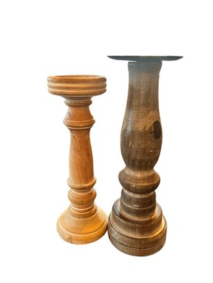PAIR OF CONTEMPORARY WOODEN CANDLESTICKS
