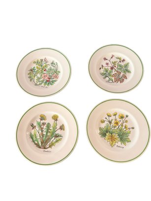 TIFFANY AND COMPANY SET OF 4 WILDFLOWER PLATES MADE IN ENGLAND