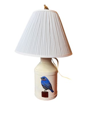 VINTAGE HOOD MILK CAN CONVERTED LAMP WITH SHADE