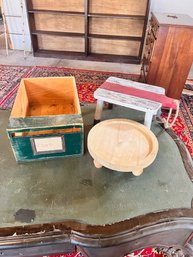 LOT OF WOODEN-WARE DECOR ITEMS (3)
