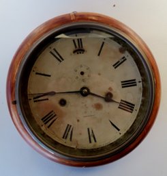 Seth Thomas 8 Day 'Lever' Wall Clock With Circular Wooden Frame, Original Label On Reverse, 19th Century. Miss