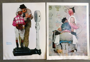 Two Of The Earlier Norman Rockwell Posters Printed By The Curtis Publishing Co. The First Titled 'Weighing In'