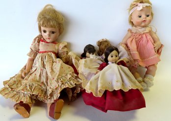 Grouping Of 5 Madam Alexander Dolls Including: Rubber Baby Doll With Sleepy Eyes, Drinks From Bottle, And Wets