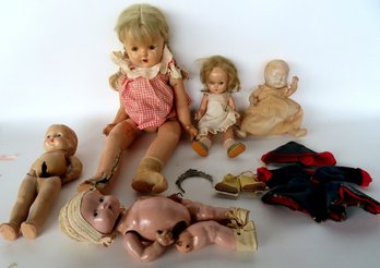 Grouping Of Miscellaneous Vintage Dolls - Most In Need Of Repairs - See Photos. Includes A Madam Alexander Dol