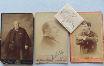 Three Autographed Theatrical Cabinet Cards Plus Related Ephemera Including: The First, Italian Composter, Cond