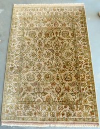 A Newer Wool Oriental Scatter Rug In Floral Design With Fringe, Late 20th Century, Very Good Condition, 48' X