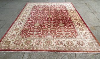 A Newer Room Size Wool Oriental Hand Knotted Rug, Late 20th Century. The Rug Pile Is In Very Good Condition Wi