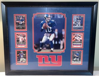 New York Giants Eli Manning Photograph & Trading Card Memorabilia Plaque Framed