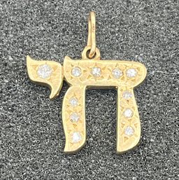 14K Gold & Diamond Chai Pendant - 3.8 Grams Total